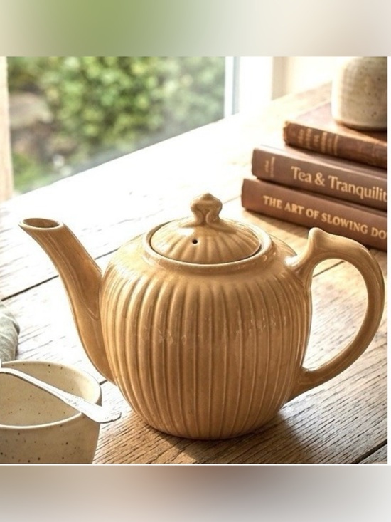 Fraunfelter China Other - Vintage FRAUNFELTER Ohio Ceramic Teapot Ribbed Peach 20 oz Model 324 Mid Century